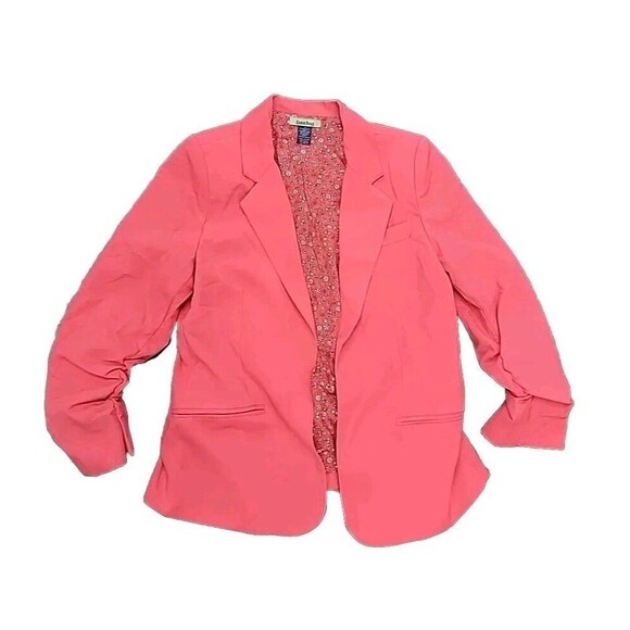 Free Hug Nordstrom Open Front Lined Work Coral Blazer Jacket Women’s Size M - Picture 1 of 3
